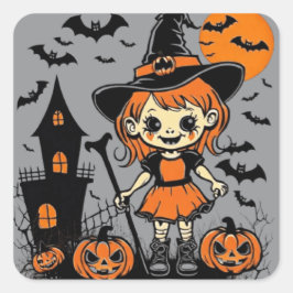 Gelukkige Halloween spooky traktatie of trucs ontw Vierkante Sticker