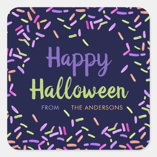 Gelukkige Halloween Sprinkles Custom Vierkante Sticker (Voorkant)