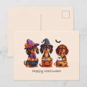 Gelukkige Halloween teckel honden Briefkaart (Voorkant / Achterkant)