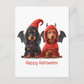 Gelukkige Halloween teckel Honden Duivelsvleermuis Briefkaart (Voorkant)