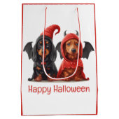 Gelukkige Halloween teckel Honden Duivelsvleermuis Medium Cadeauzakje (Achterkant)