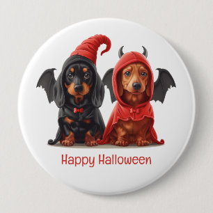 Gelukkige Halloween teckel Honden Duivelsvleermuis Ronde Button 4,0 Cm