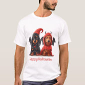 Gelukkige Halloween teckel Honden Duivelsvleermuis T-shirt (Voorkant)