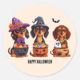 Gelukkige Halloween teckel honden Ronde Sticker
