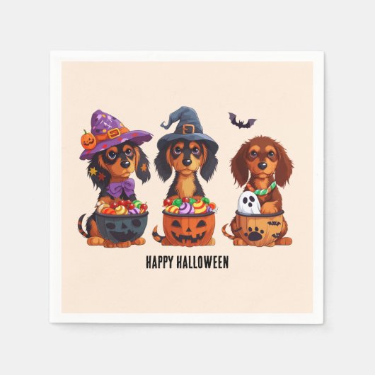 Gelukkige Halloween teckel honden Servet (Voorkant)