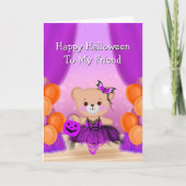 Gelukkige Halloween Teddy Bear Ballerina Kaart (Voorkant)