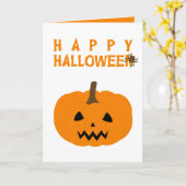 Gelukkige Halloween Tekst en Pompoen op Wit Kaart (Gele Bloem)