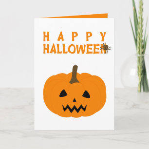 Gelukkige Halloween Tekst en Pompoen op Wit Kaart