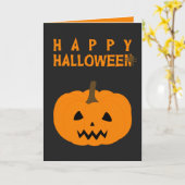 Gelukkige Halloween Tekst en Pompoen op Zwart Kaart (Gele Bloem)