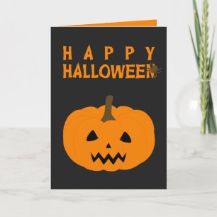 Gelukkige Halloween Tekst en Pompoen op Zwart Kaart