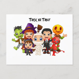 Gelukkige Halloween trick or treat kinderen Feestdagenkaart