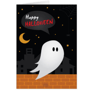 Gelukkige halloween trick or treat spook in de sta