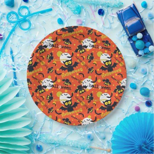 Gelukkige Halloween Vampier Vleermuis Volle Maan F Papieren Bordje (Feest)