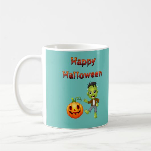 Gelukkige Halloween van kleine Frankenstein Koffiemok (Links)