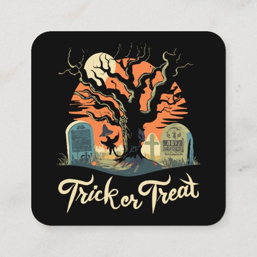 Gelukkige Halloween van uw grappige kerkhof! Vierkante Visitekaartje (Achterkant)