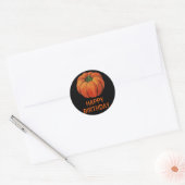 Gelukkige Halloween Verjaardag met Pompoen Ronde Sticker (Envelop)