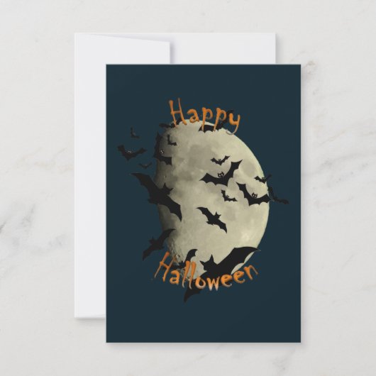 Gelukkige Halloween vleermuizen en spookmaan Kaart (Voorkant)