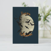 Gelukkige Halloween vleermuizen en spookmaan Kaart (Staand voorkant)
