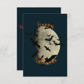 Gelukkige Halloween vleermuizen en spookmaan Kaart (Voorkant / Achterkant)