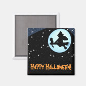 Gelukkige Halloween Vliegende Heks en Apenmagneet Magneet (Voorkant / Achterkant)