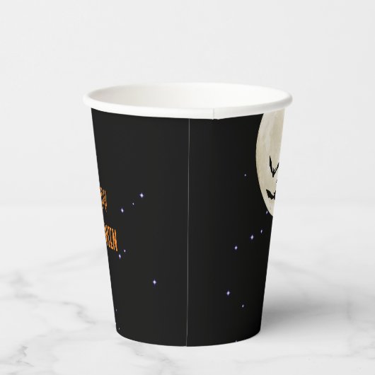 Gelukkige Halloween Volle Maan Vleermuizen Papieren Bekers (Rechts)