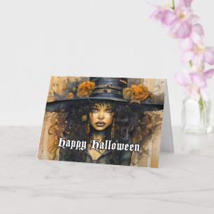 Gelukkige Halloween Voodoo Witch Illustratie Kaart