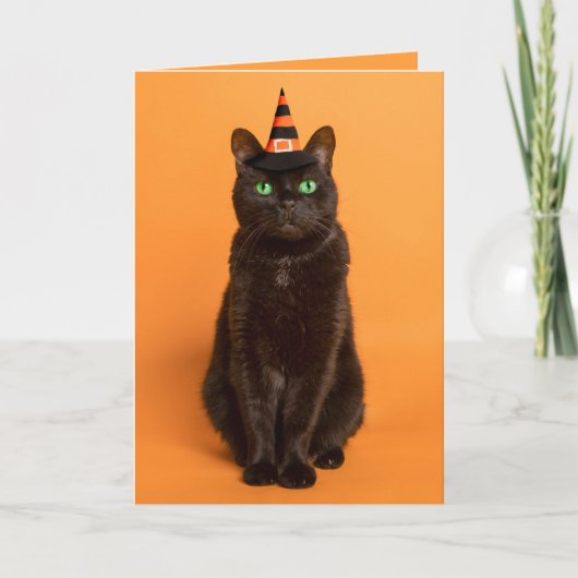 Gelukkige Halloween voor iedereen zwarte kat in he Feestdagen Kaart (Voorkant)