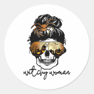 Gelukkige Halloween voor vrouwen hekserij vrouw Ronde Sticker