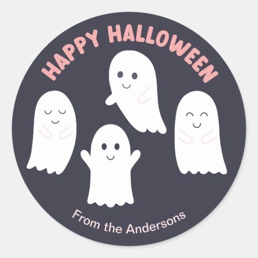 Gelukkige Halloween vriendelijke geesten Ronde Sticker (Voorkant)