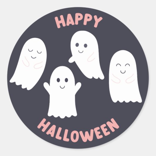 Gelukkige Halloween vriendelijke geesten Ronde Sticker (Voorkant)