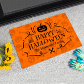Gelukkige Halloween Welkom Pompoen Patroon Deur Ma Deurmat