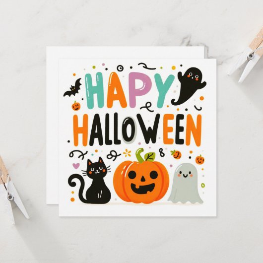 Gelukkige Halloween Wenskaarten  Kaart (Voorkant / Achterkant in situ)