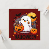 Gelukkige Halloween Wenskaarten Kaart (Voorkant / Achterkant in situ)