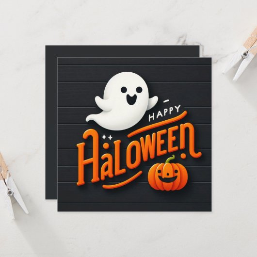 Gelukkige Halloween Wenskaarten Kaart (Voorkant / Achterkant in situ)