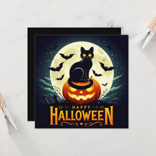 Gelukkige Halloween Wenskaarten Kaart (Voorkant / Achterkant in situ)