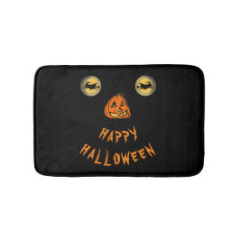 Gelukkige Halloween Witchy Ogen En Pompoen Neus Badmat