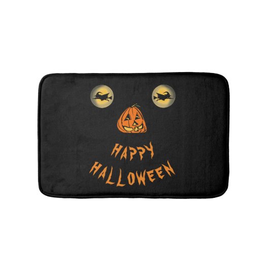 Gelukkige Halloween Witchy Ogen En Pompoen Neus Badmat (Voorkant)
