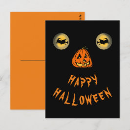Gelukkige Halloween Witchy Ogen En Pompoen Neus Briefkaart