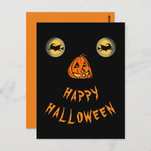 Gelukkige Halloween Witchy Ogen En Pompoen Neus Briefkaart