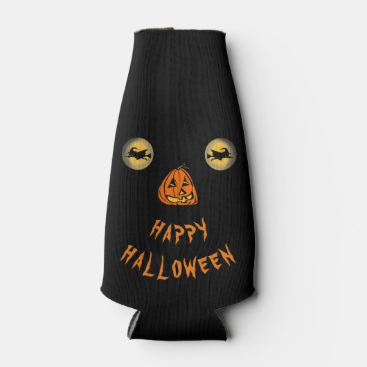 Gelukkige Halloween Witchy Ogen En Pompoen Neus Flesjeskoeler (Voorkant)