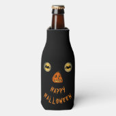 Gelukkige Halloween Witchy Ogen En Pompoen Neus Flesjeskoeler (Fles Voorkant)