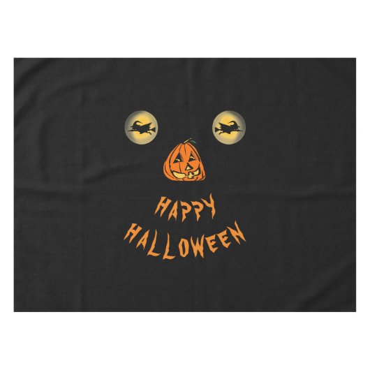 Gelukkige Halloween Witchy Ogen En Pompoen Neus Tafelkleed (Voorkant (Horizontaal))