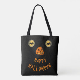 Gelukkige Halloween Witchy Ogen En Pompoen Neus Tote Bag