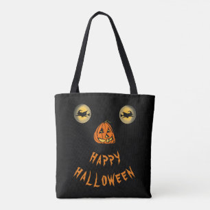 Gelukkige Halloween Witchy Ogen En Pompoen Neus Tote Bag