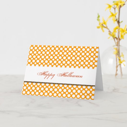 Gelukkige Halloween Witte Polka Dot Kaart (Gele Bloem)