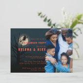 Gelukkige Halloween zwart sinaasappel heks familie Kaart (Staand voorkant)