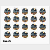 Gelukkige Halloween zwart wit heks Ronde Sticker (Vel)