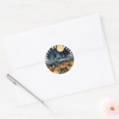 Gelukkige Halloween zwart wit heks Ronde Sticker (Envelop)