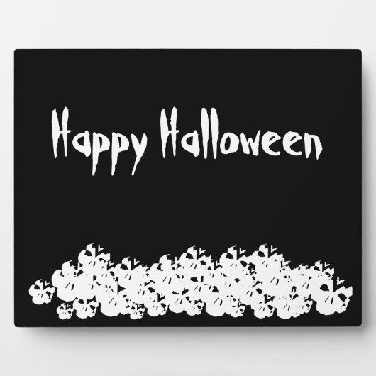 Gelukkige Halloween zwart wit schedels skelet stap Fotoplaat (Voorkant)