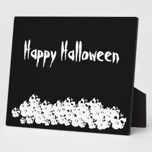 Gelukkige Halloween zwart wit schedels skelet stap Fotoplaat